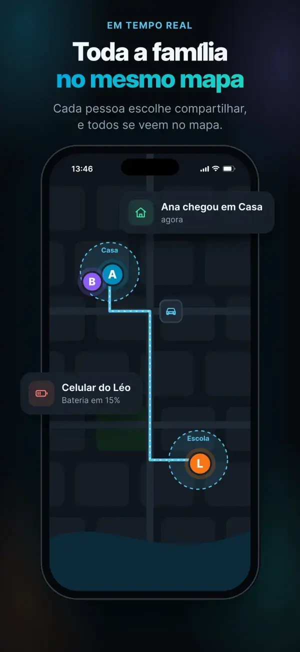 Toda a família no mesmo mapa, em tempo real