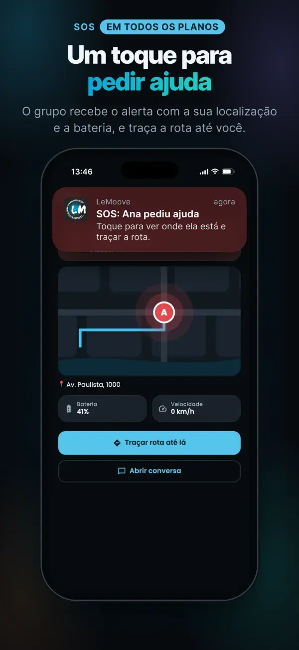 Alerta SOS com localização e rota