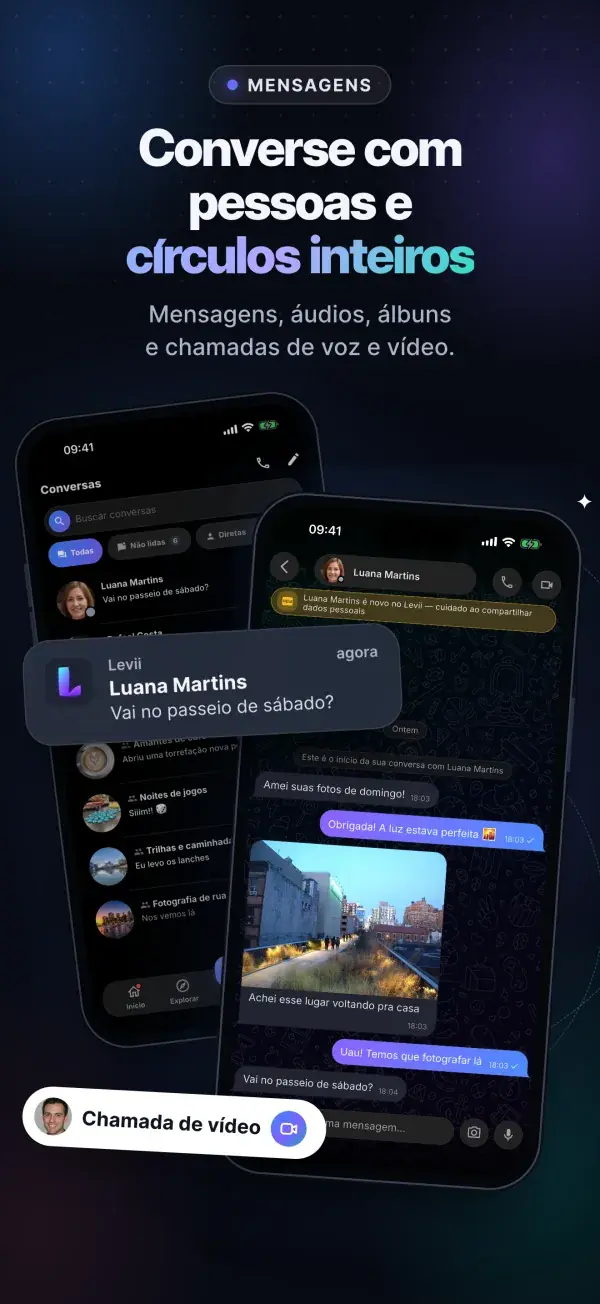Mensagens e chamadas de voz e vídeo